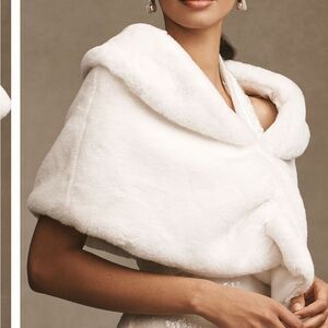 BHLDN Maxime Satin-Lined Faux Fur Wrap